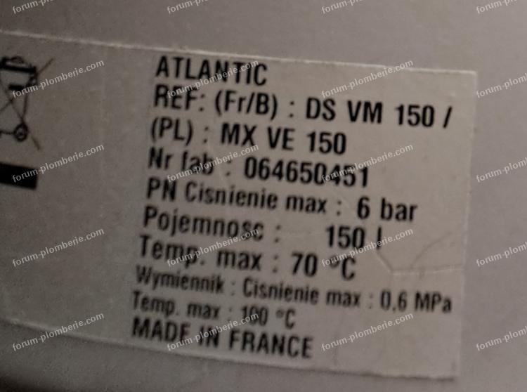 fuite chauffe-eau électrique Atlantic
