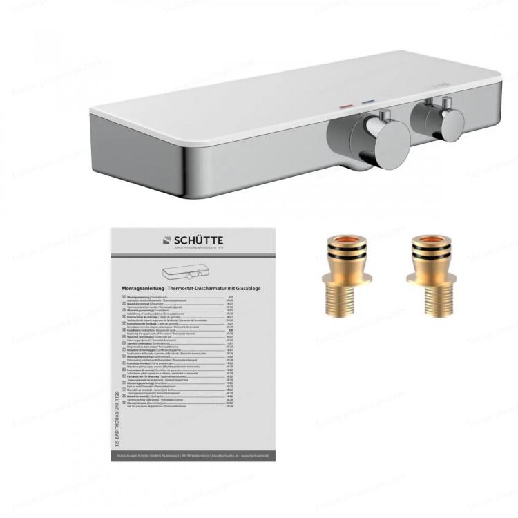 ocean mitigeur thermostatique de douche avec tablette de douche chrome blanc